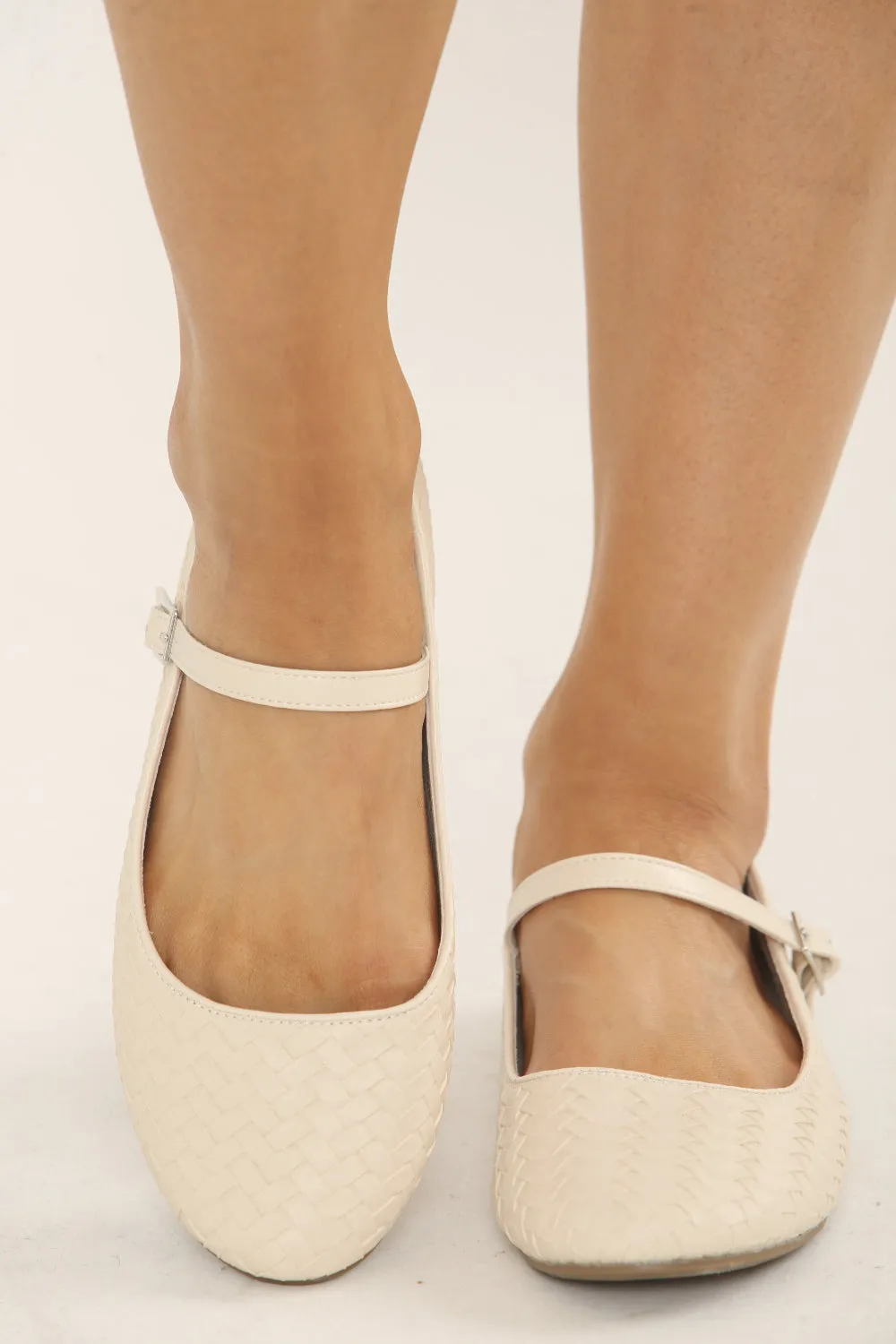 Eva Slide NUDE WOVEN MARY JANE BALLET