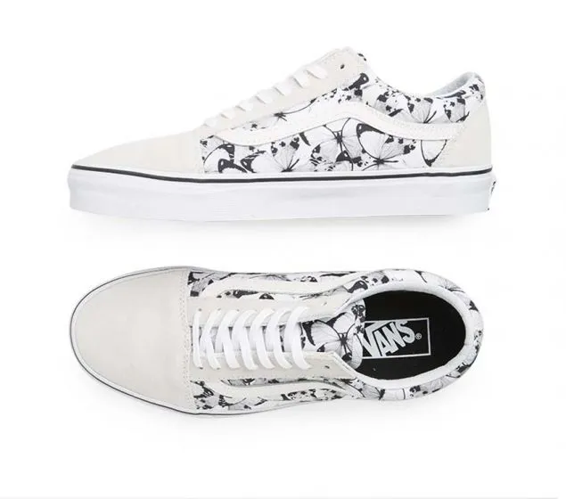 VANS | OLD SKOOL (BUTTERFLY) TRUE WHITE | BLACK Fat Tongue Skate