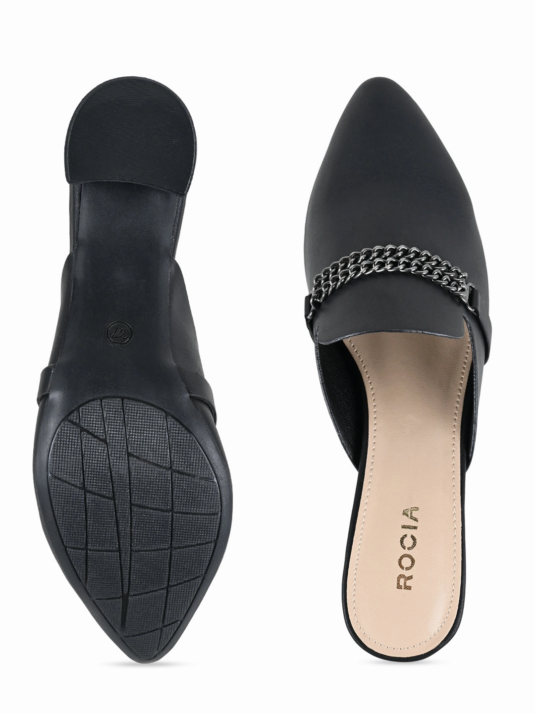 Basketball Shoes To Wear With Ankle Brace Rocia By Regal Black Women Chain Embellished Mules