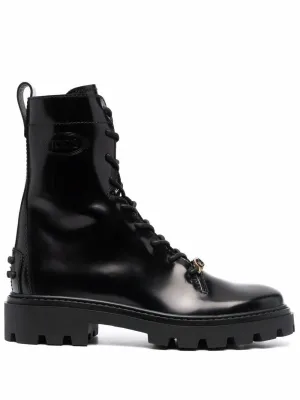 LEATHER COMBAT BOOTS Heeled Chelsea Boots