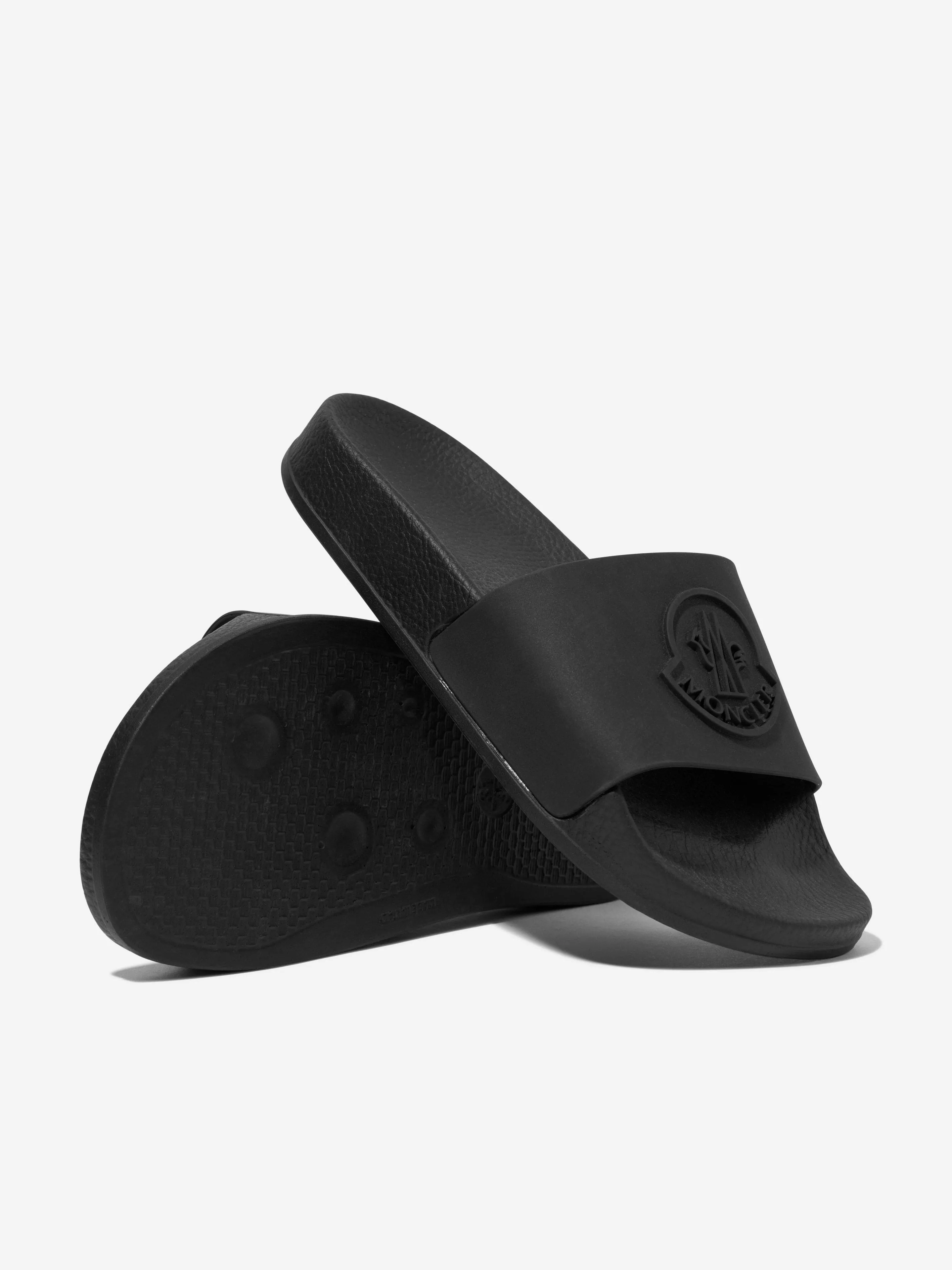 Heat Slippers Moncler Enfant Kids Petit Basile Sliders in Black