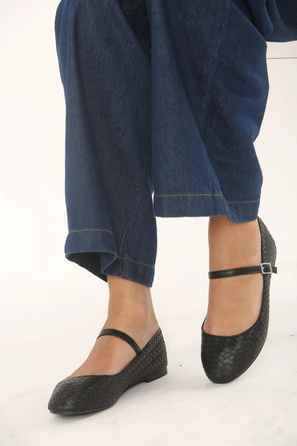 Vetements Slippers BLACK WOVEN MARY JANE BALLET