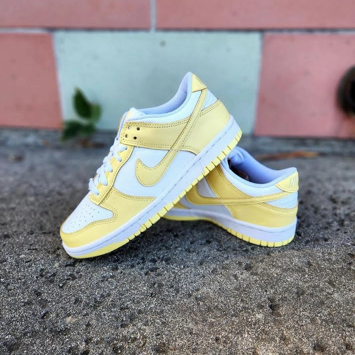 Nike Dunk Low White Soft Yellow Rose Gold Tennis Shoes Nike