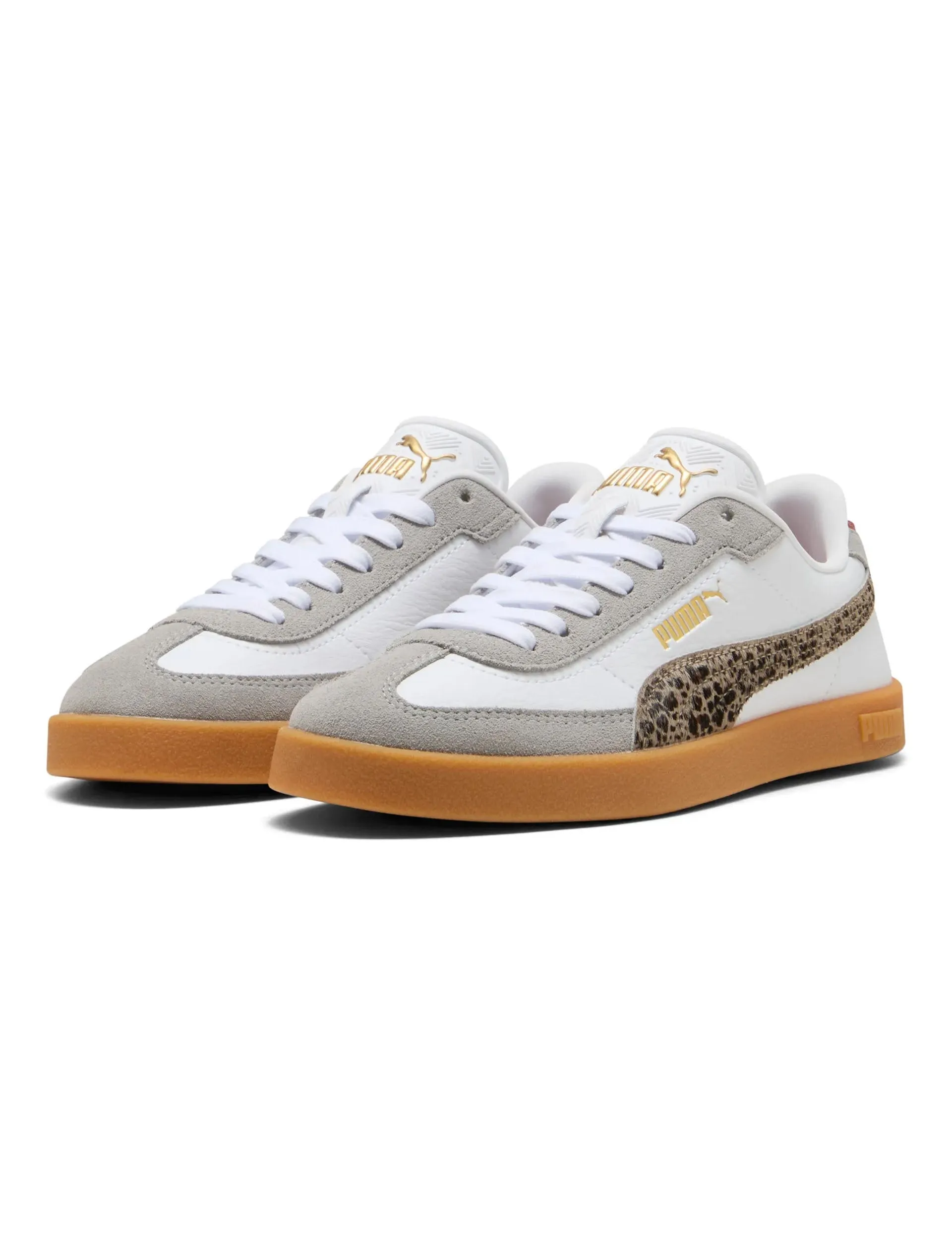 Puma Hype Shoes Club II Era Animal Flair Sneakers - White/Dusky Grey/Grey Echo
