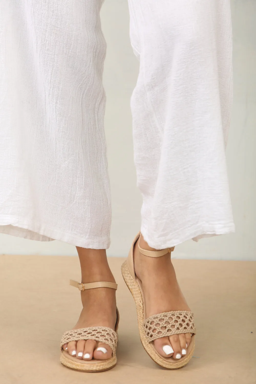 Glass Slippers Butterfly Bush DARK NUDE MESH DETAIL CLOSED BACK ANKLE STRAP SANDAL