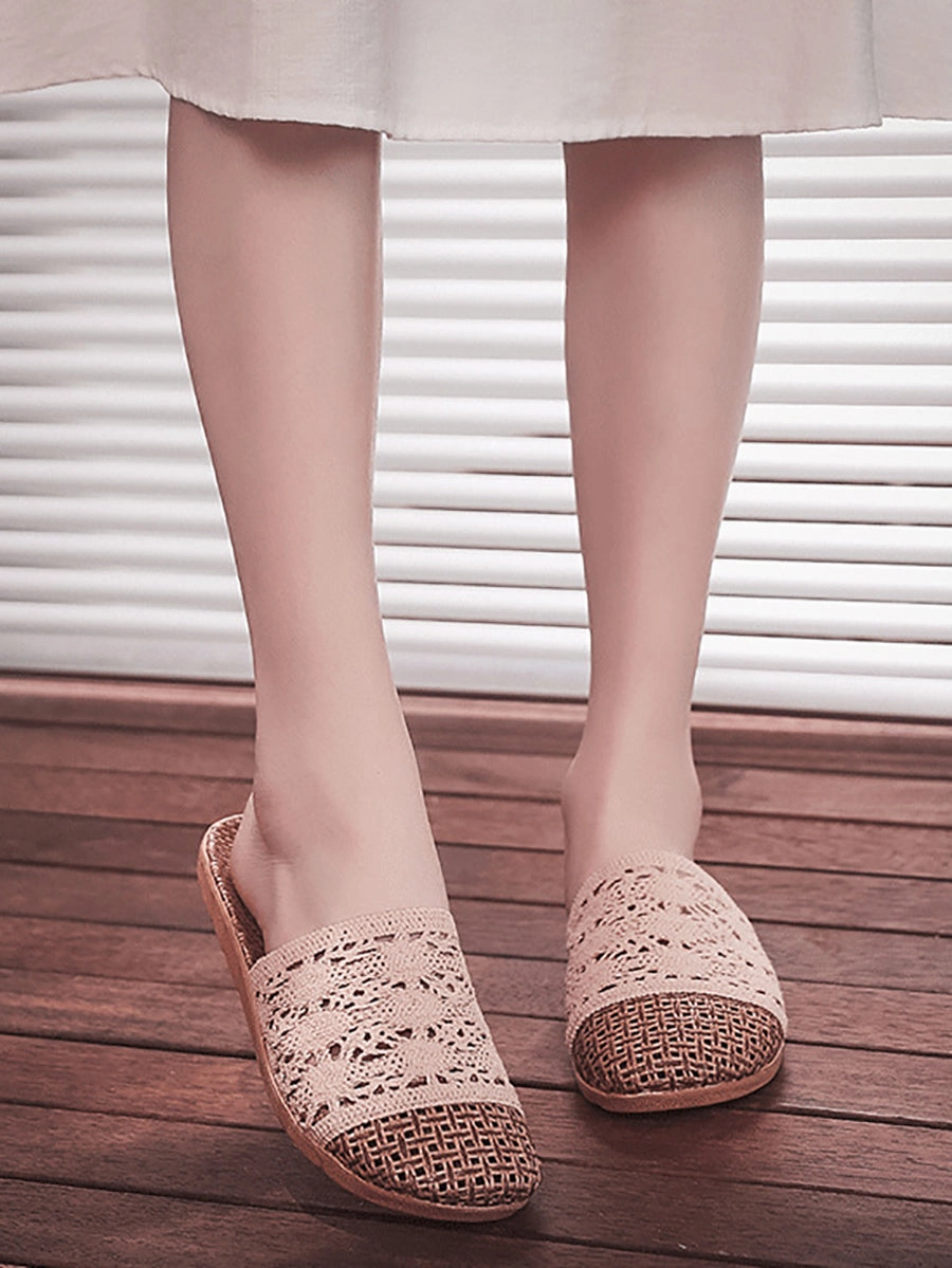 Basketball Shoes With Air Pump Women Summer Rattan Weaving Indoor Slippers BN1024