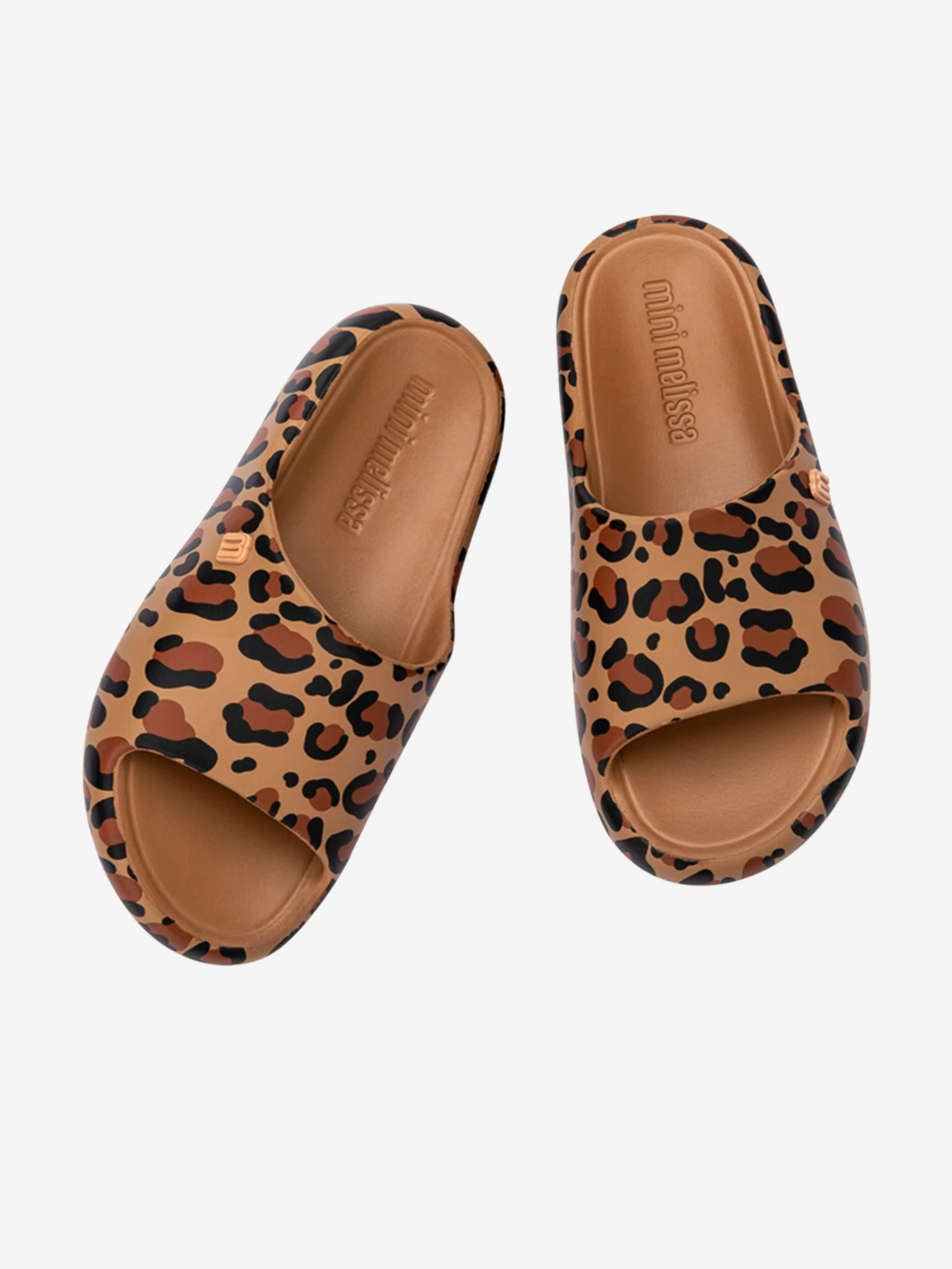 Mini Melissa Girls Free Print Sliders in Brown Sole Slippers