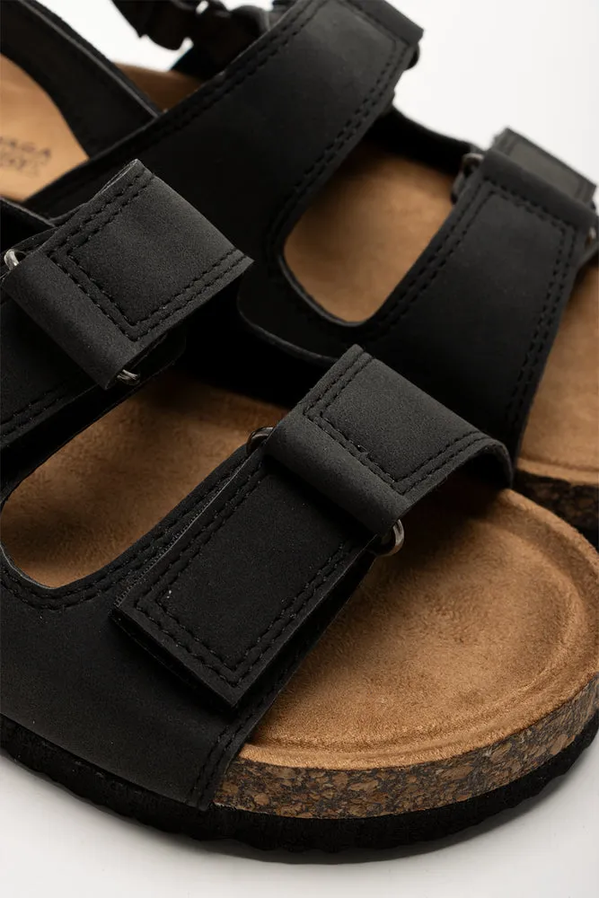 Sandals Back Strap Double Band Sandals Black