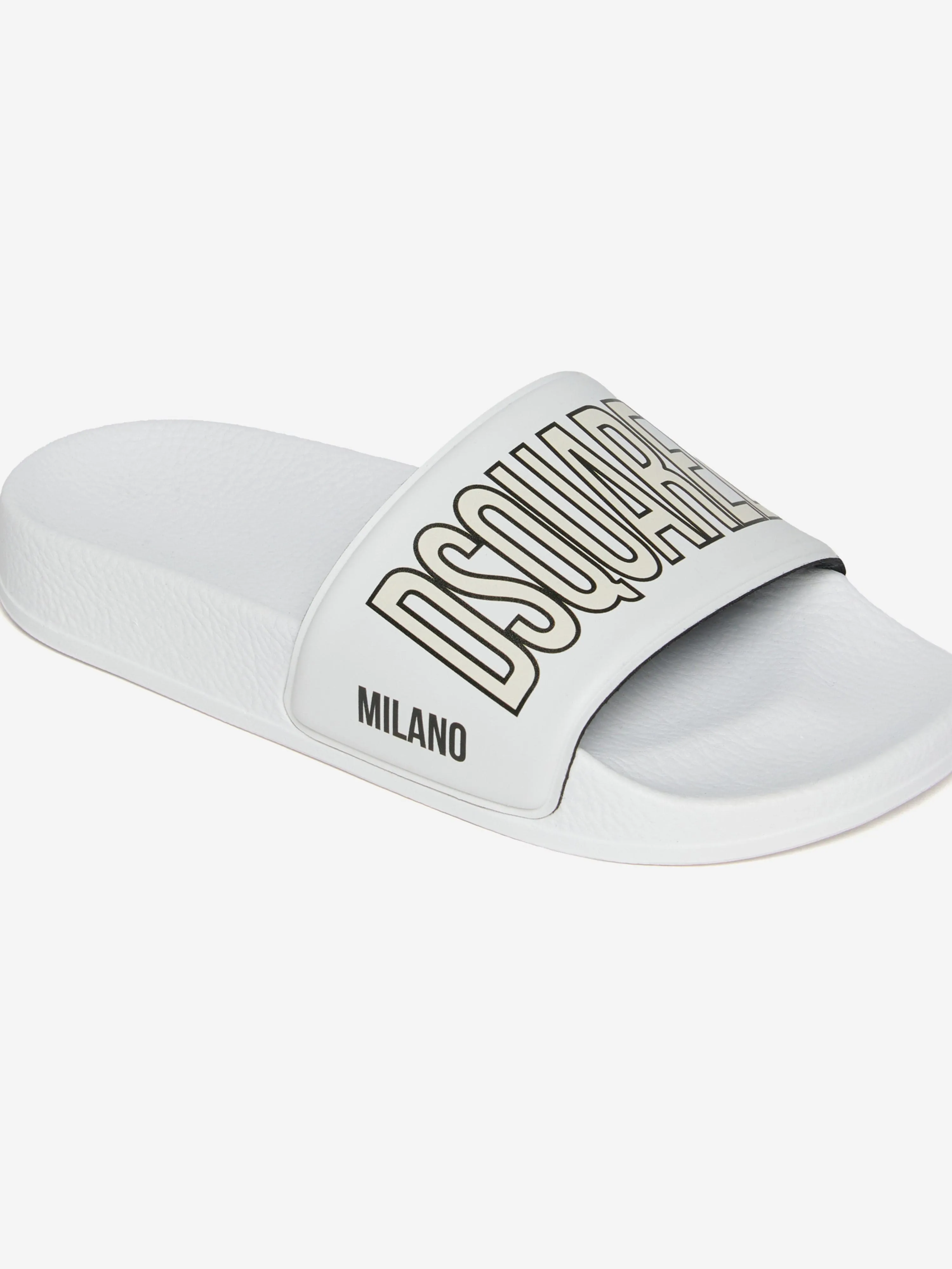 Pictures Of Slippers Dsquared2 Kids Milano Logo Silders in White