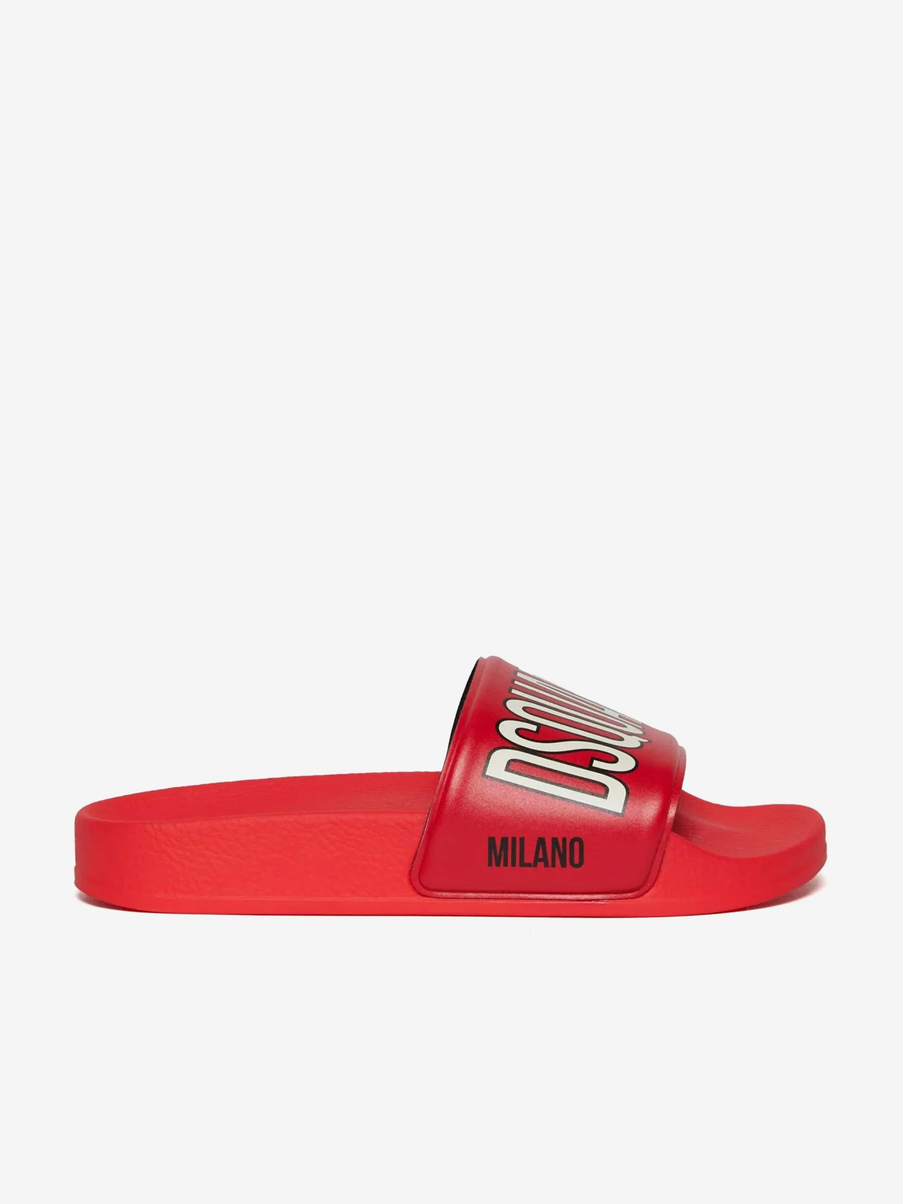 Dsquared2 Kids Milano Logo Silders in White Best House Slippers For Plantar Fasciitis