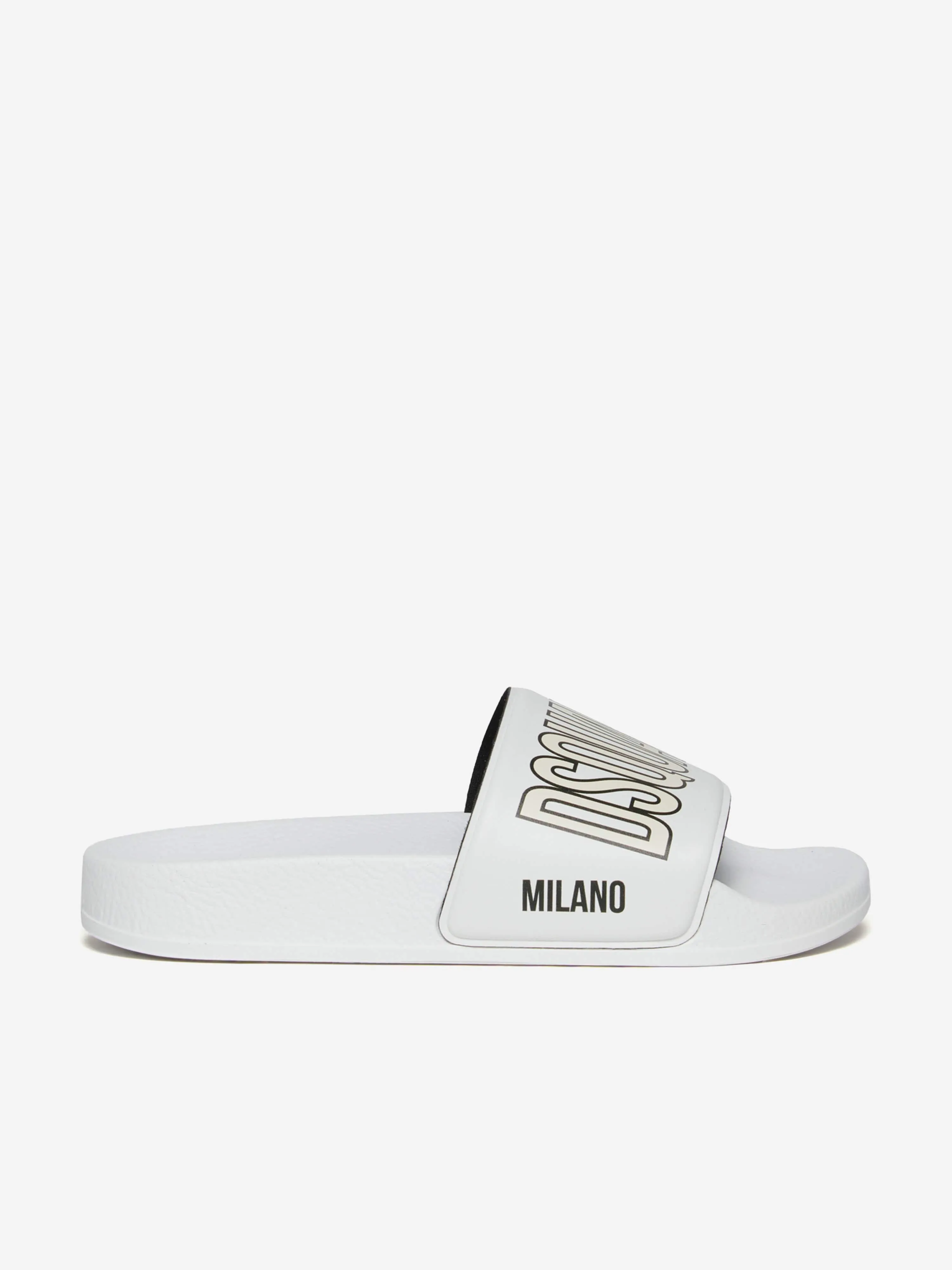 Timb Slippers Dsquared2 Kids Milano Logo Silders in White