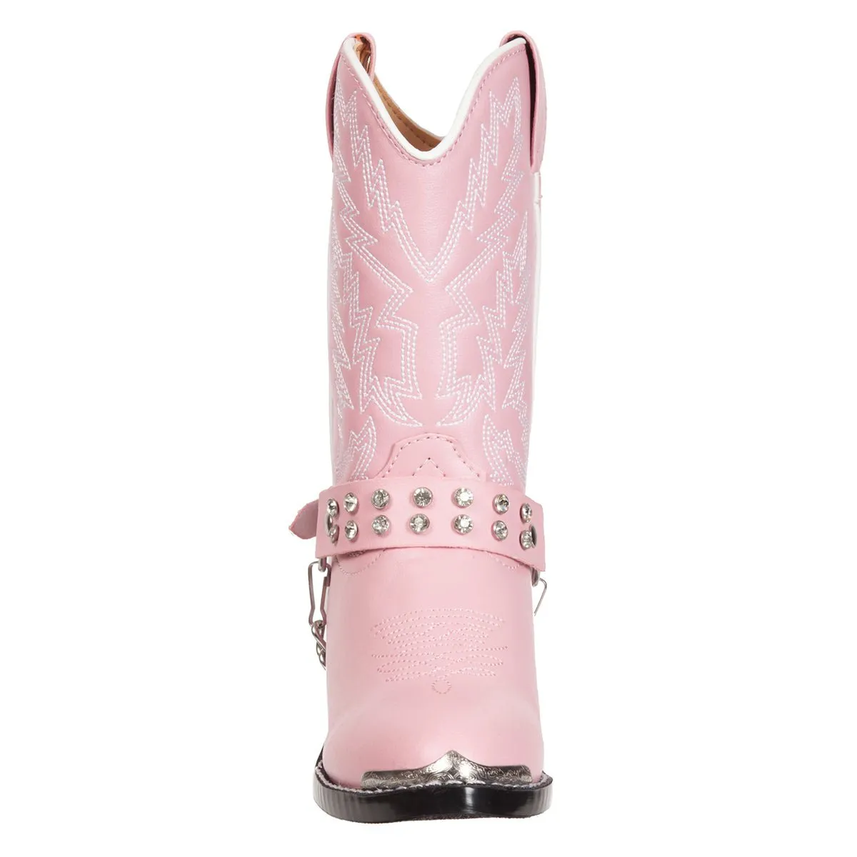 Easy Usa Rain Boots Durango Kids Girls Pink Faux Leather Chrome Harness Biker Cowboy Boots