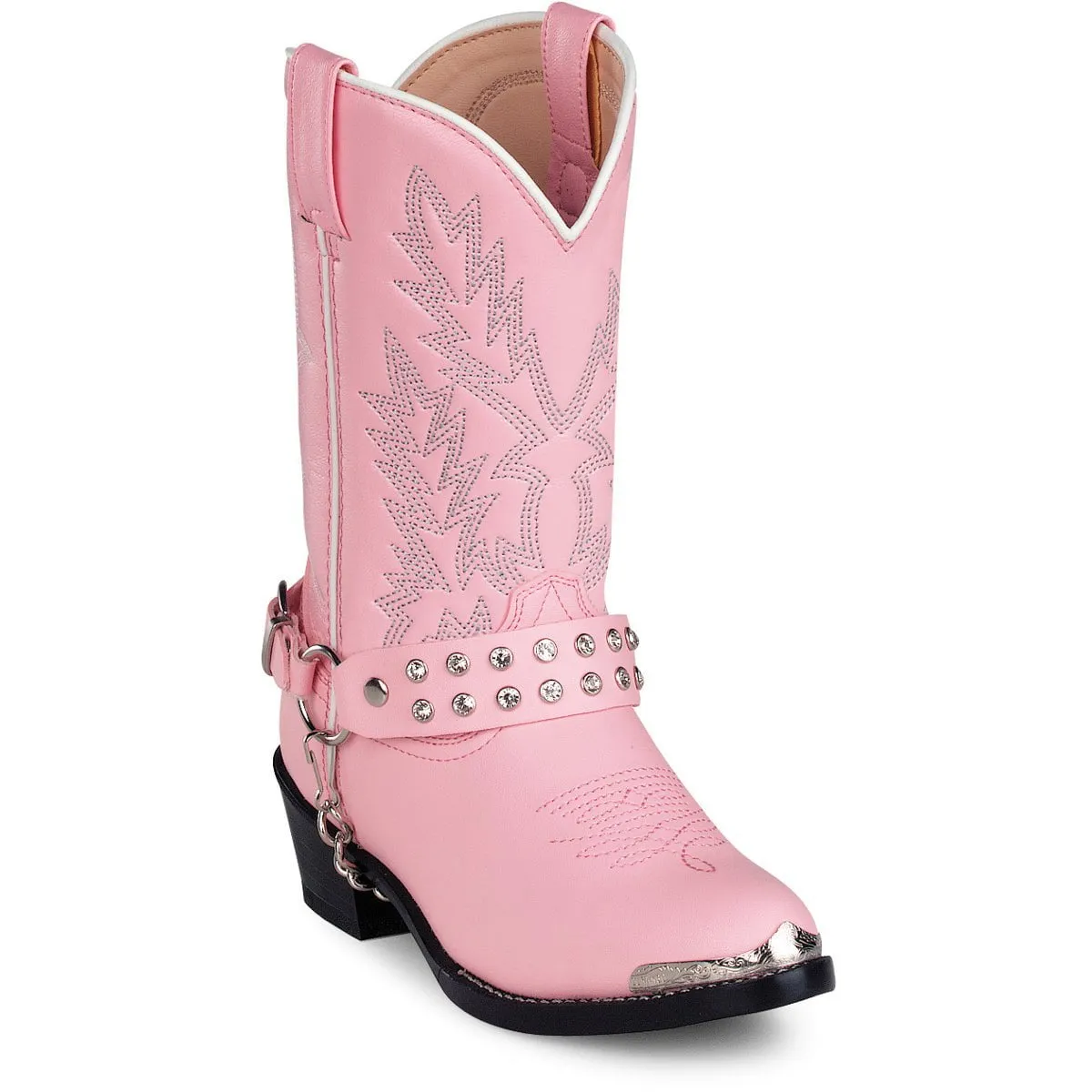 Sorel Rain Boot Durango Kids Girls Pink Faux Leather Harness Biker Chrome Cowboy Boots