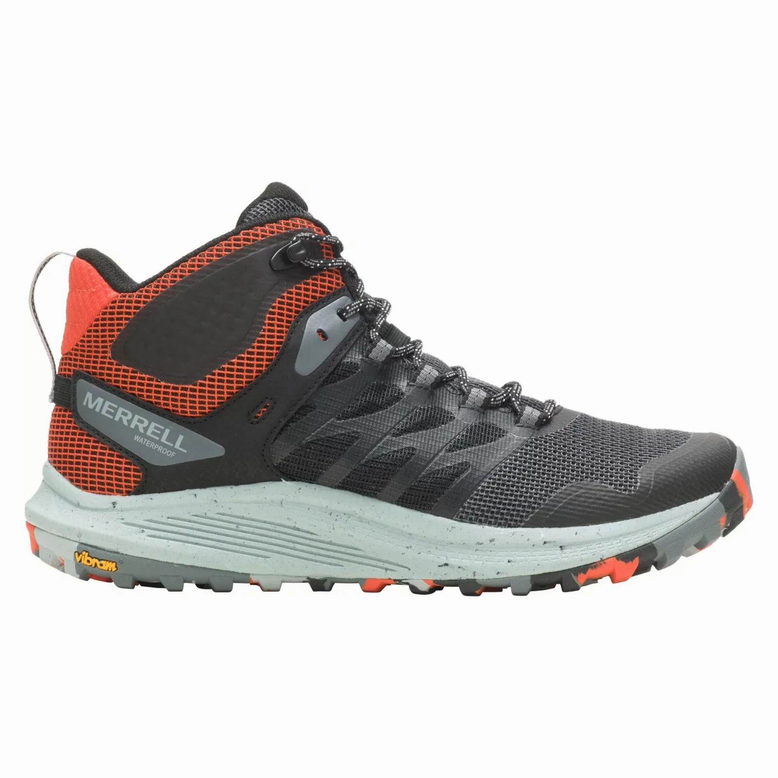 Merrell Men's Nova 3 Waterproof Mid - Black/Tangerine Hiking With Trail Running Shoes