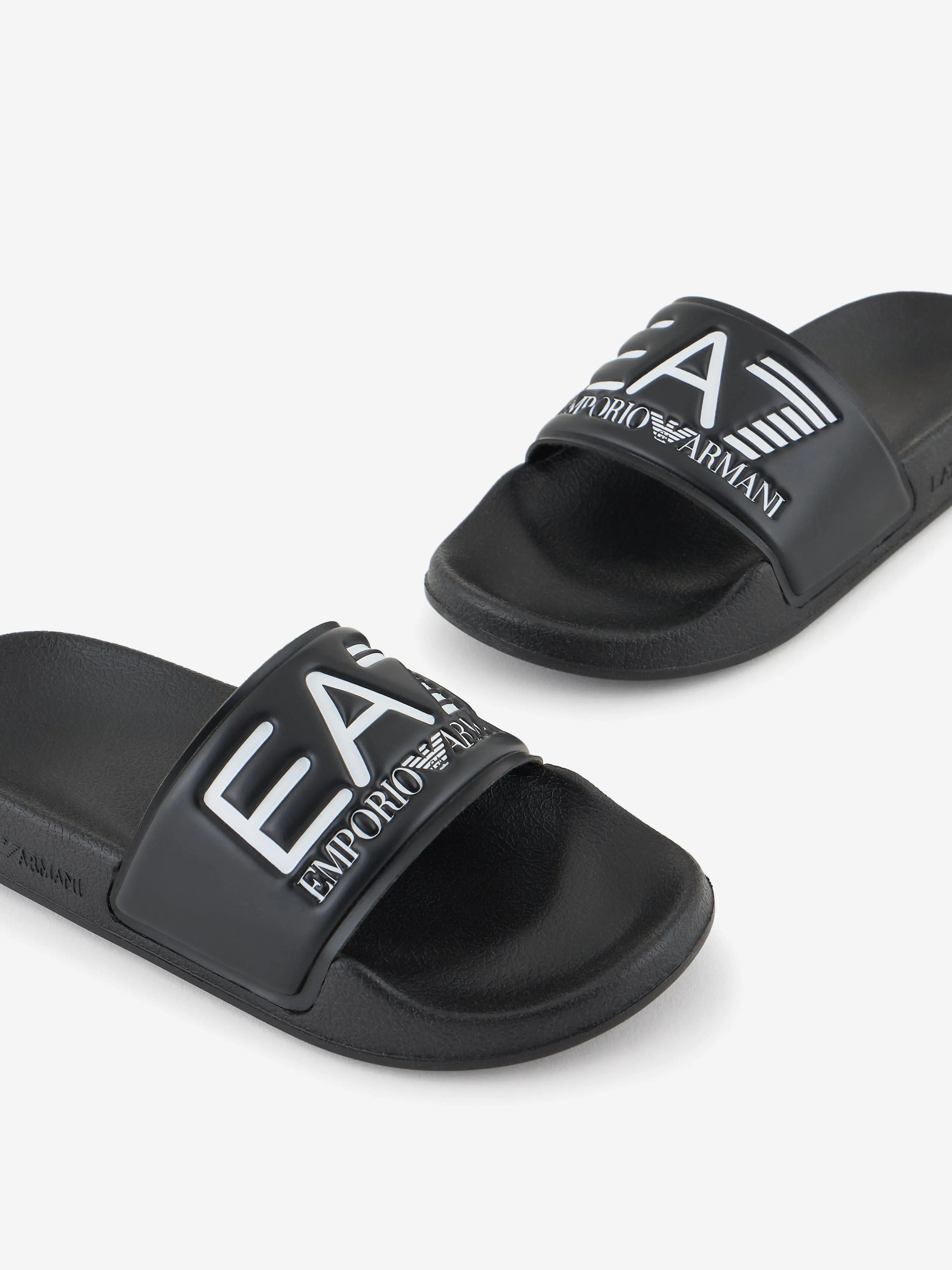 EA7 Emporio Armani Boys Logo Sliders in Black House Slippers Orthopedic