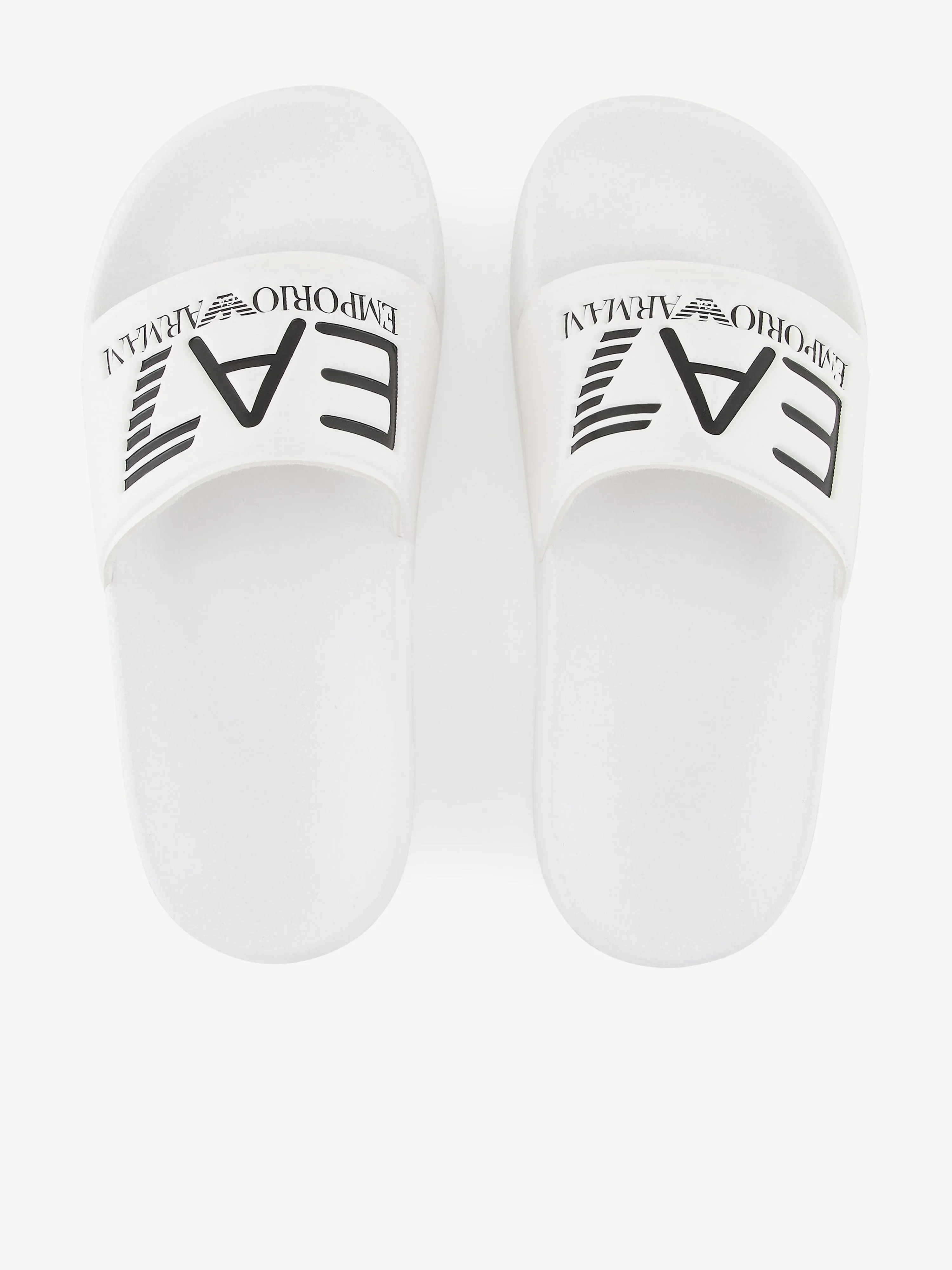 EA7 Emporio Armani Boys Logo Sliders in White Ballerina Satin Slippers