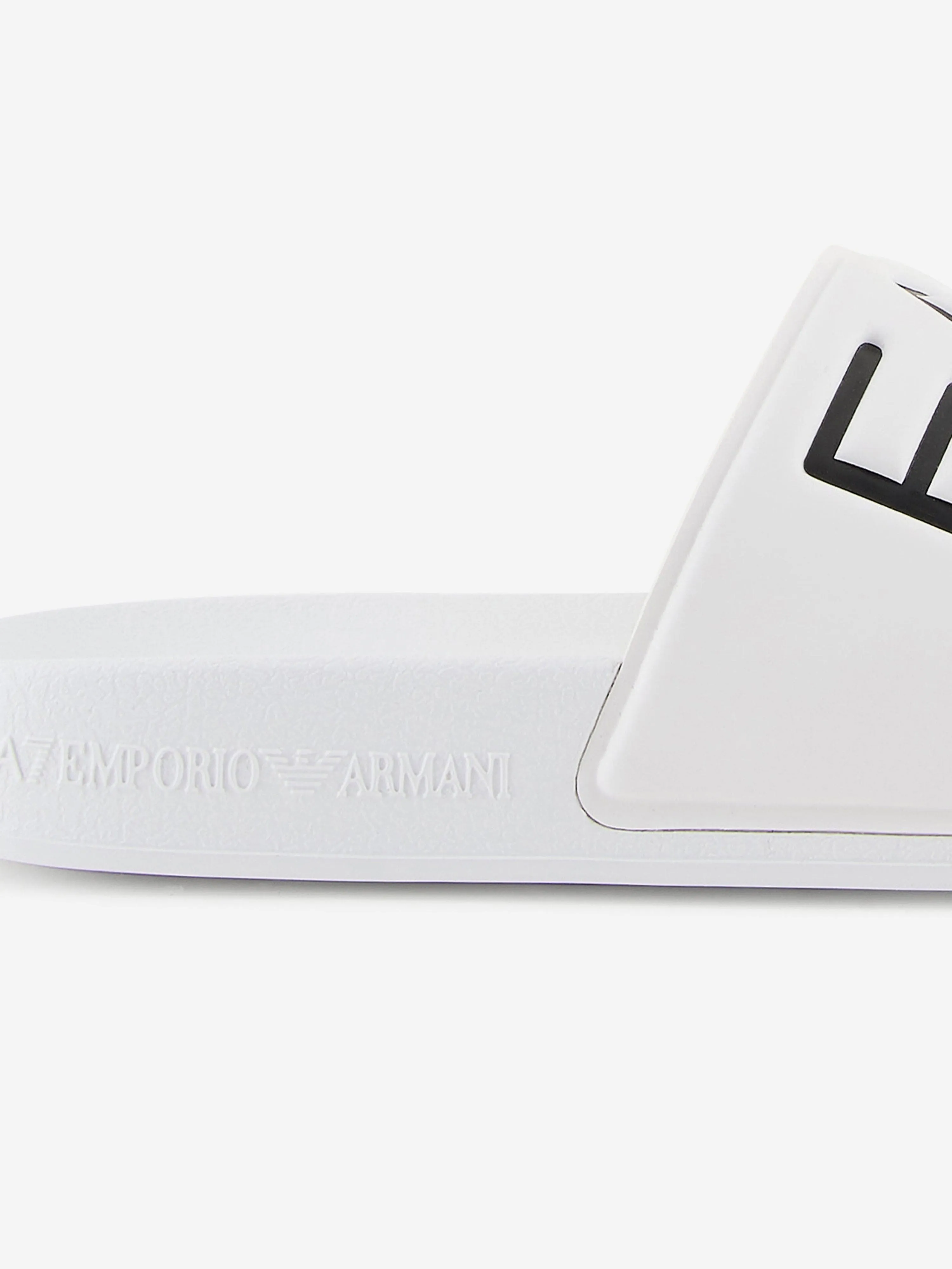Fuzzy Bedroom Slippers EA7 Emporio Armani Boys Logo Sliders in White