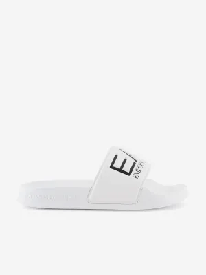 EA7 Emporio Armani Boys Logo Sliders in White Totes Slides