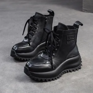 Hunter First Rain Boots Women Vintage Solid Leather Lug Sole Ankle Boots