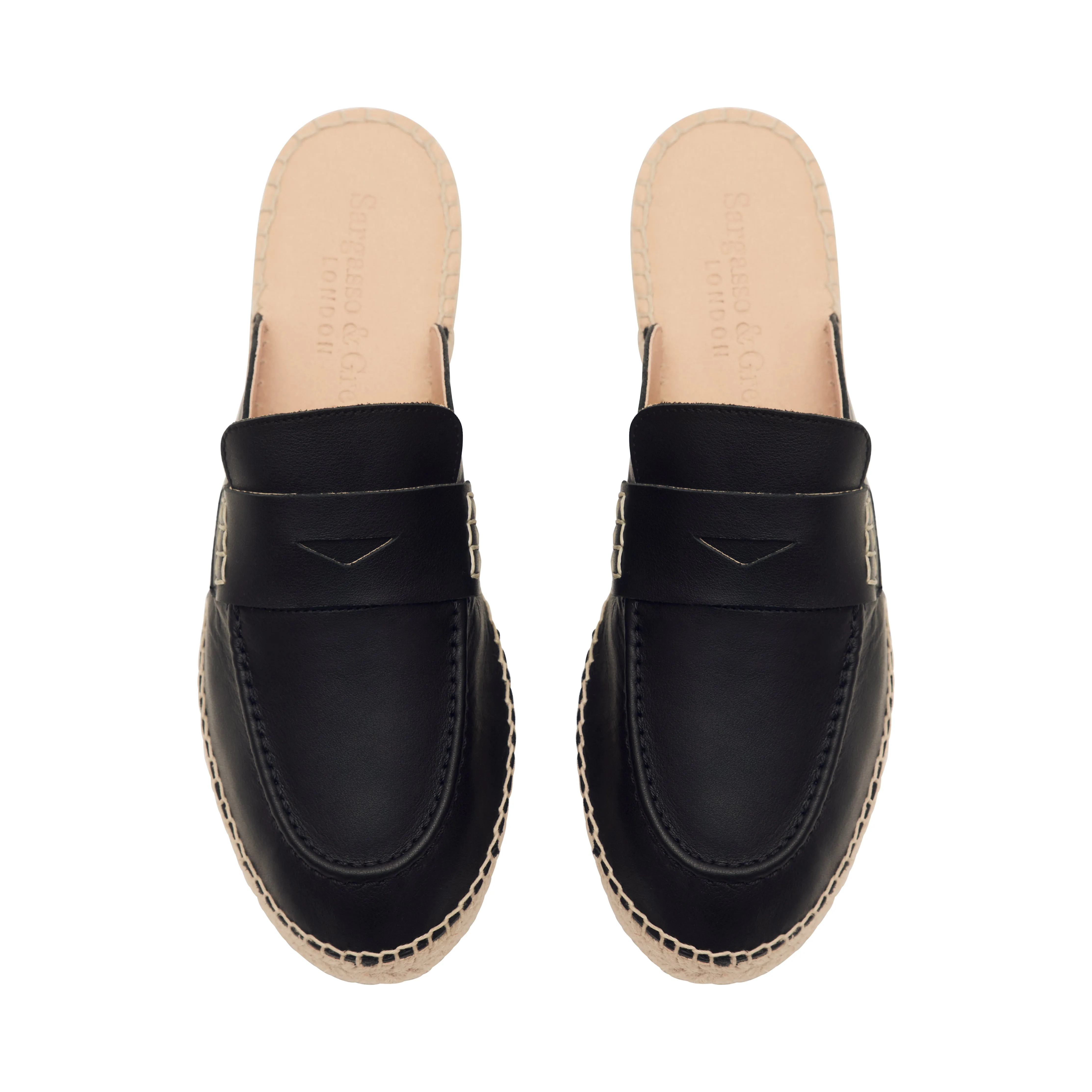 Orthotic House Slippers Esme - Wide Fit Espadrille Loafer Sliders - Black Leather