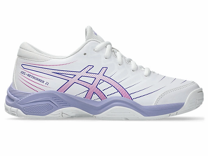 Asics Sprinting Shoes Asics Kid's Gel Netburner 21 Gs White/Violet Netball Shoes