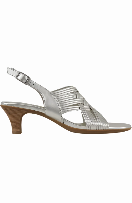 Munro Women's Marianna Slingback Sandal - Natural Metallic Leather Sandals With A Toe Ring