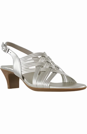 Slip Sandals Munro Women's Marianna Slingback Sandal - Natural Metallic Leather