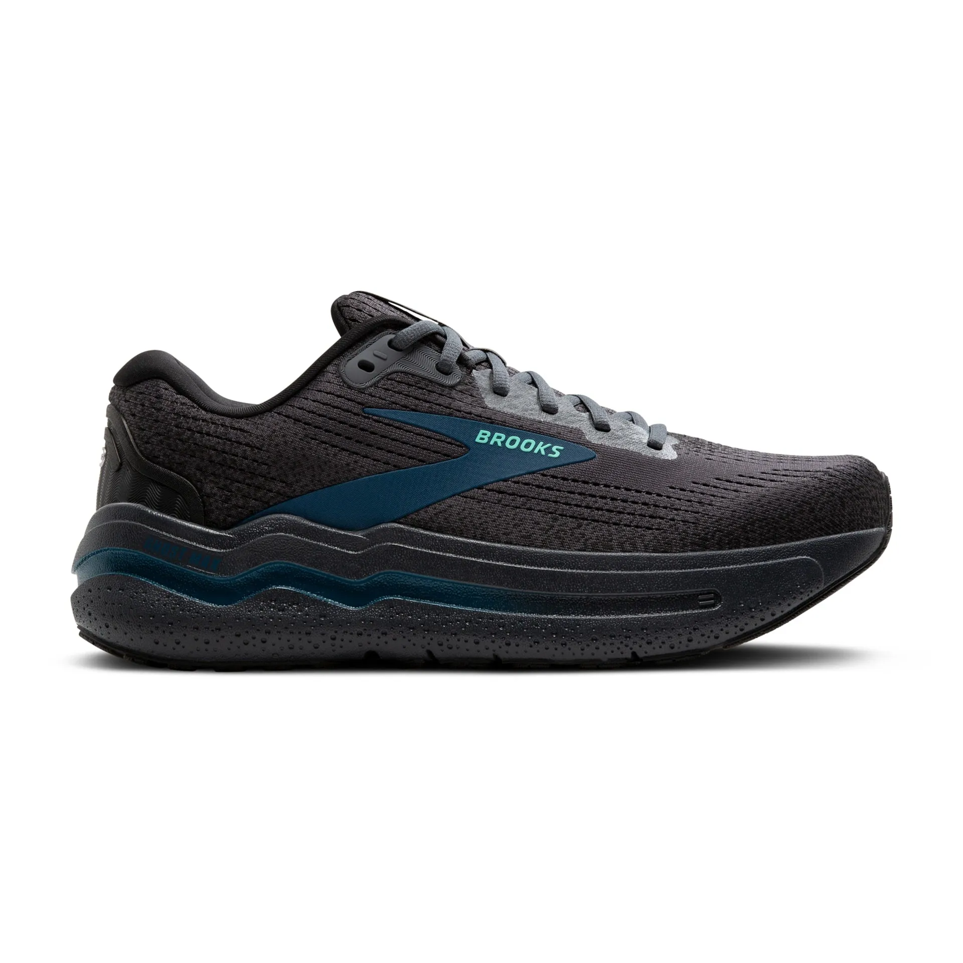 Brooks Mens Ghost Max 2- Ebony/Cockatoo/Blue Sapphire (1104311D081) Designer Running Shoes
