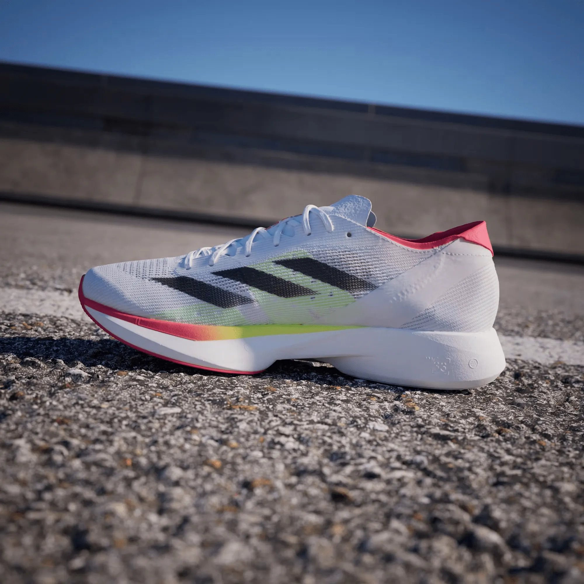 Adidas Adizero Takumi Sen 10 | White/Core Black/Lucid Red Toddler Shoes