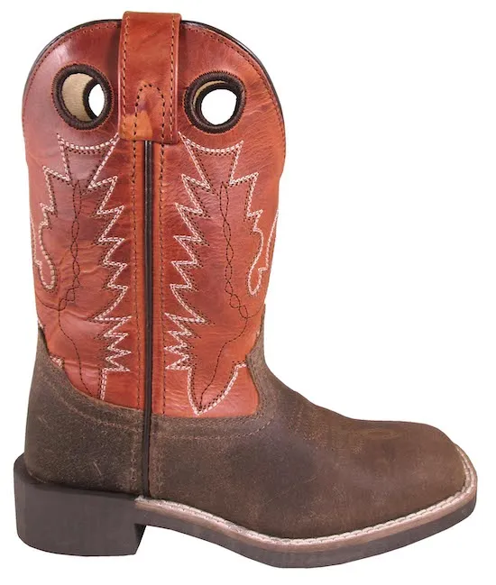 'Smoky Mountain' Children's 8.5" Bronco Western Square Toe - Brown Distress / Burnt Orange London Littles Rain Boots