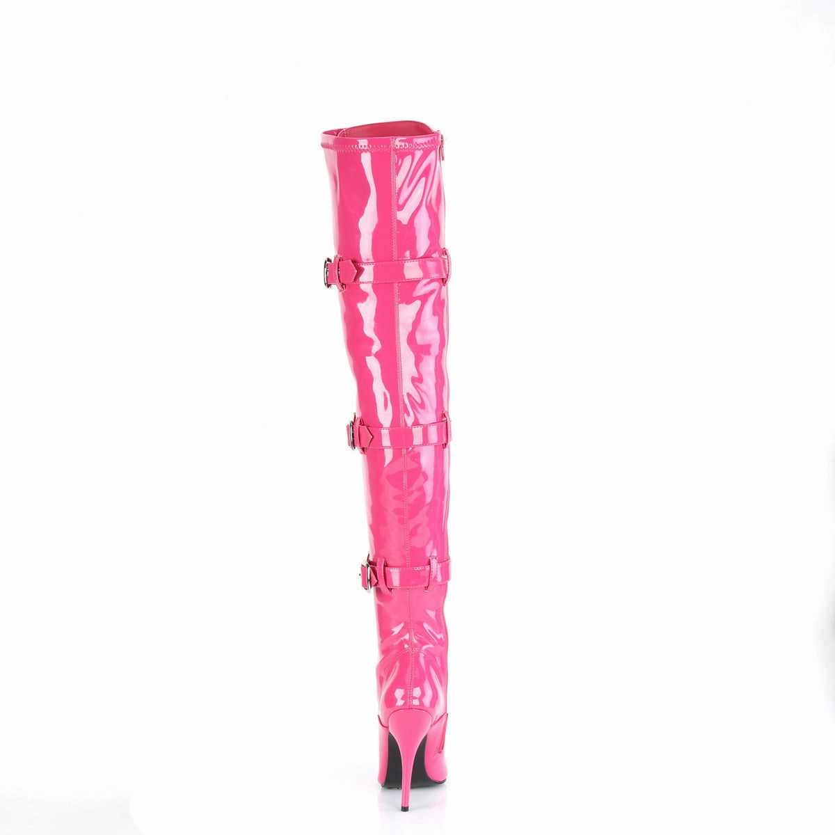 Wide Calf Rain Boot 5 Inch Heel SEDUCE-3028 Hot Pink Stretch Pat