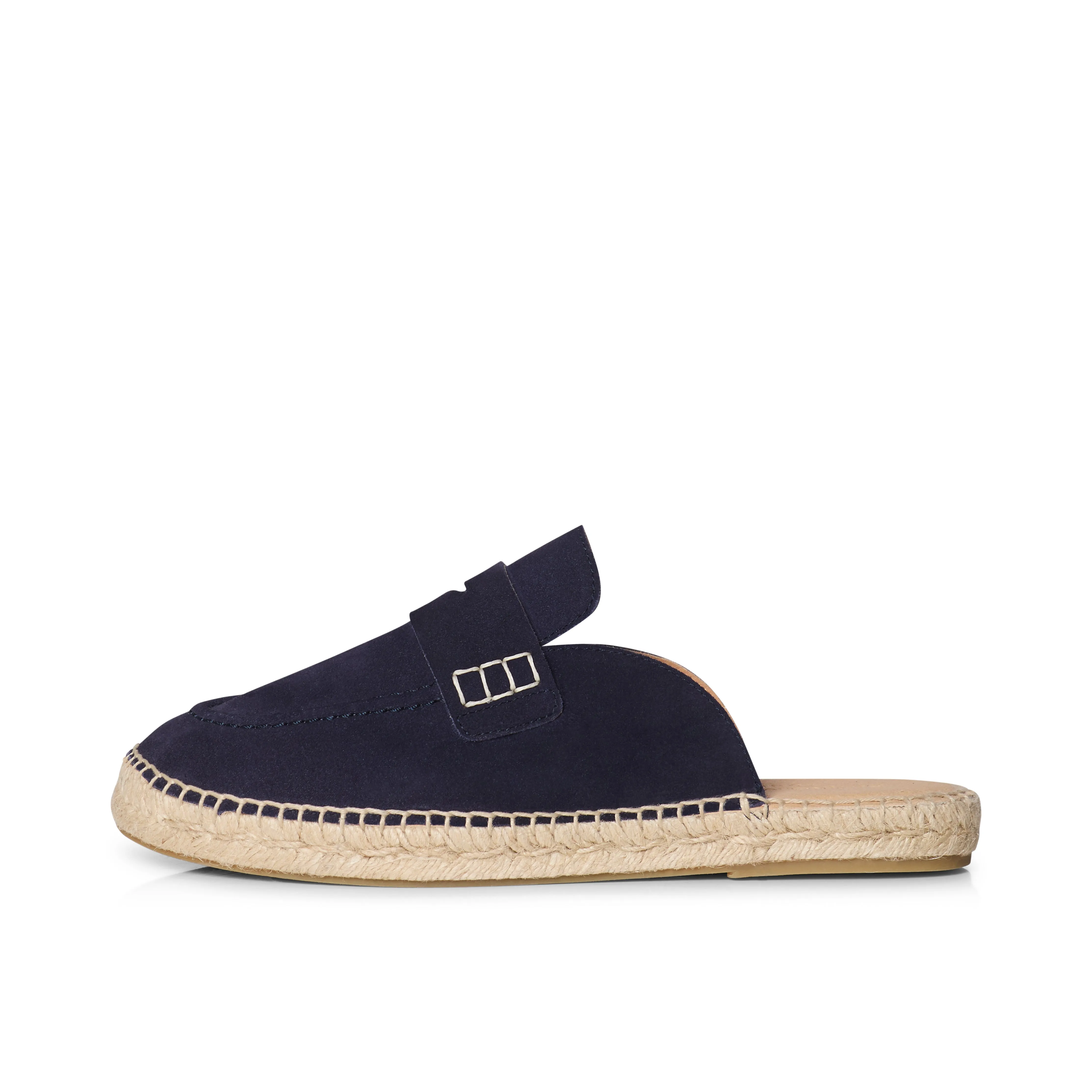 Airmax Slides Esme - Wide Fit Espadrille Loafer Sliders - Navy Suede