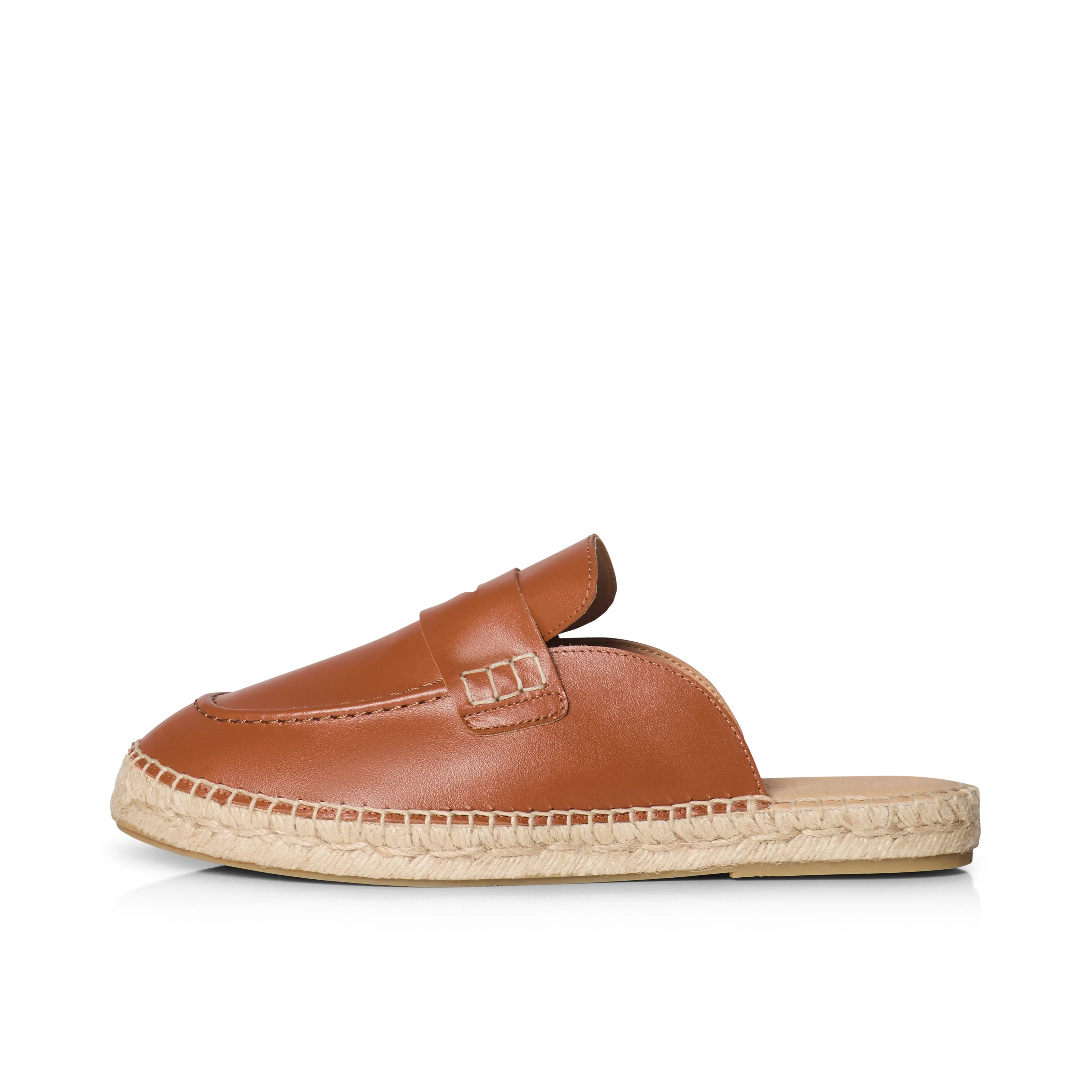 Loafers Same As Slippers Esme - Wide Fit Espadrille Loafer Sliders - Tan Leather