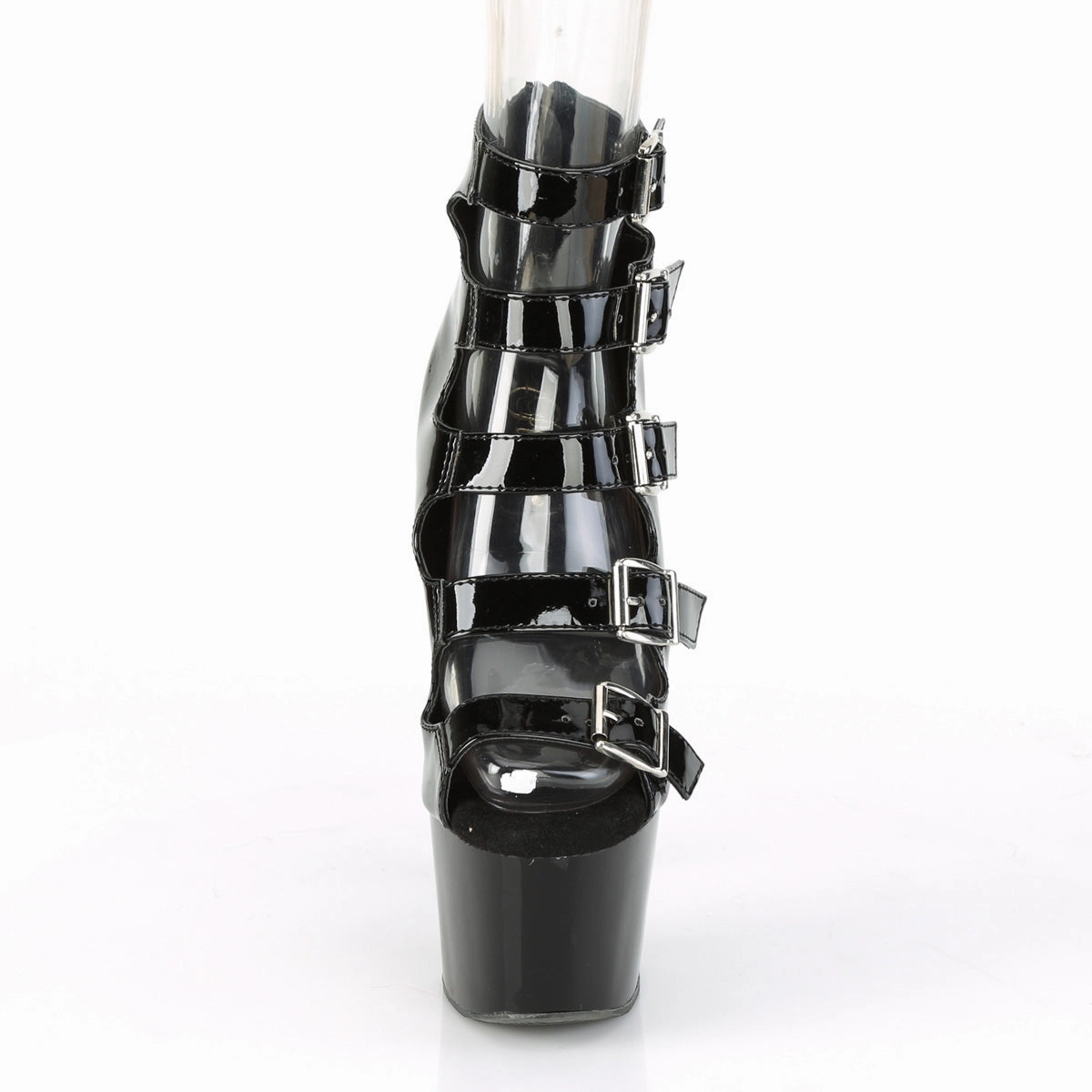 7 Inch Heel ADORE-700-33 Black Pat Vader Rain Boots