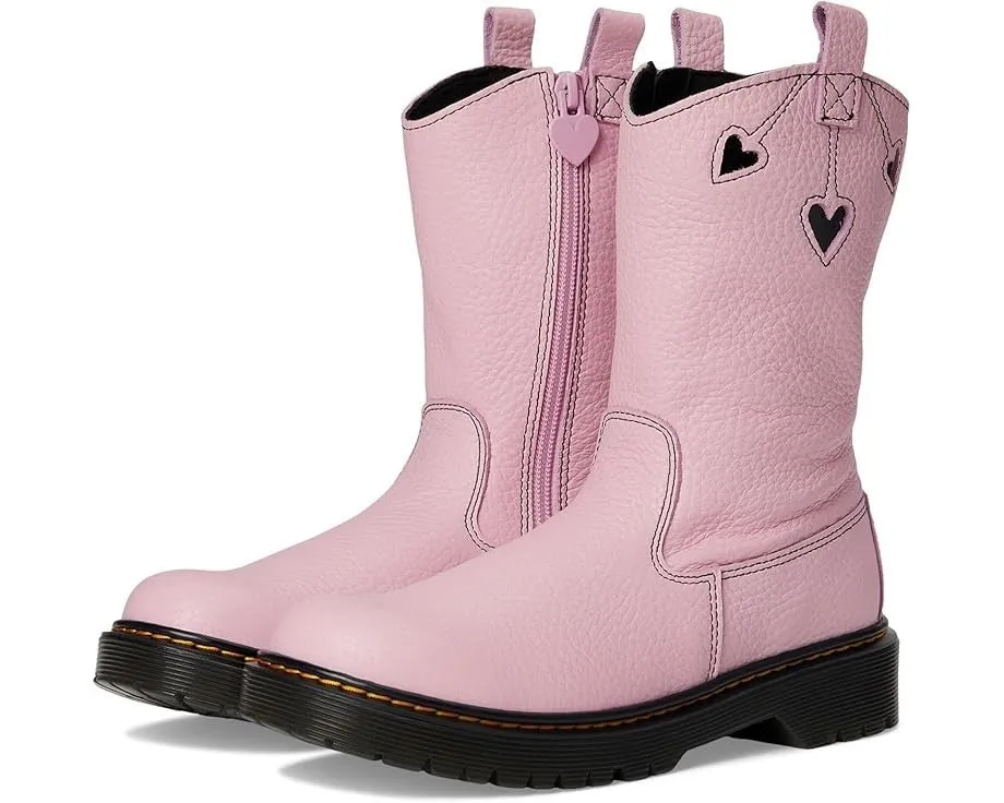 Cowboy Boots Roper Dr. Martens Bex Heart Boots Kids Pink Leather Round Toe Mid-Calf JOBB1550