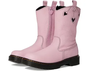Dr. Martens Bex Heart Boots Kids Pink Leather Round Toe Mid-Calf JOBB1550 Cowgirl Boots Jeans