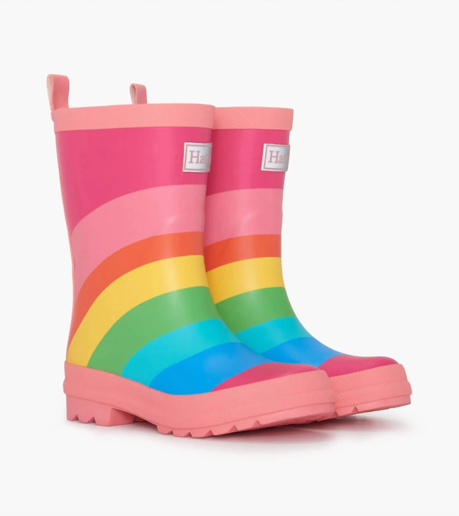 Girl's Rainbow Matte Rain Boots In Fuchsia Brown Chukka Boots