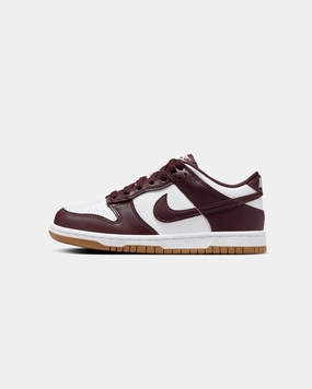 Nike Kids' Dunk Low (GS) White/Burgundy Orange Basketball Shoes