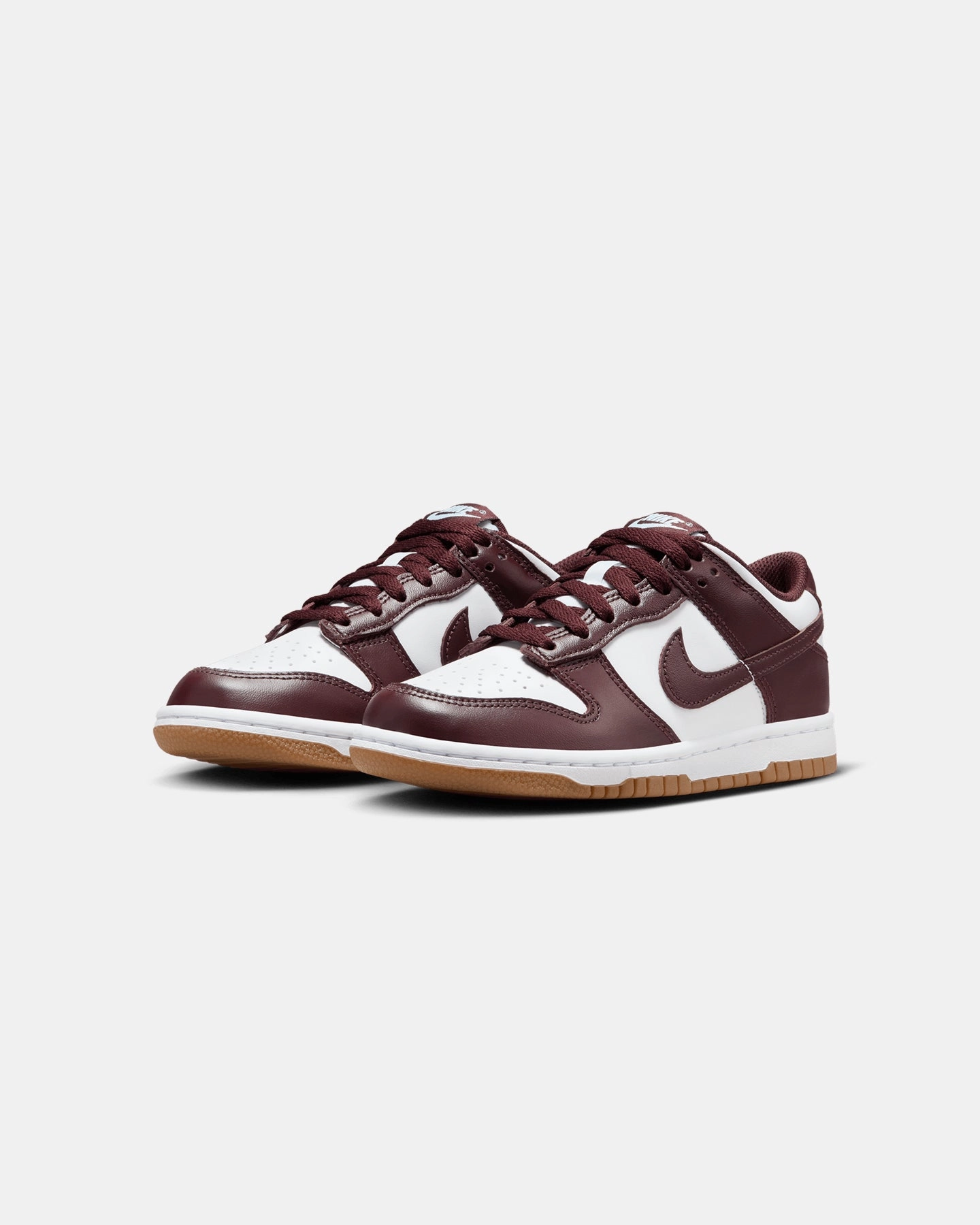 Sock Basketball Shoes Nike Kids' Dunk Low (GS) White/Burgundy