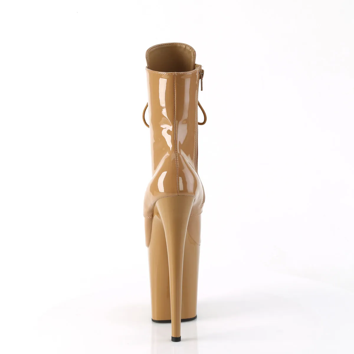 Boots That Zip On The Side 8 Inch Heel FLAMINGO-1020 Toffee Patent