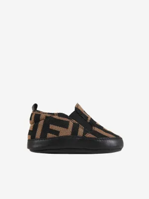 Fendi Baby Boys FF Logo Slip On Shoes in Brown Carbon Plate Shoes For Training