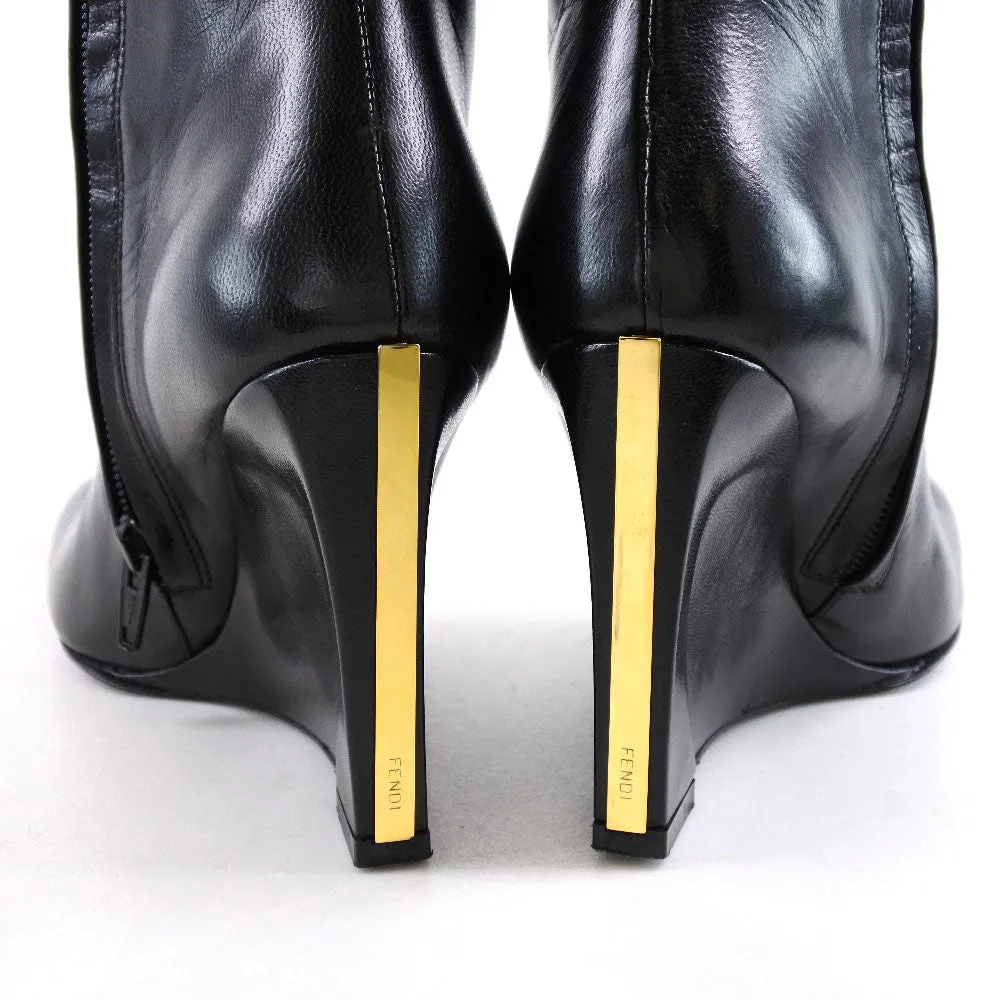 Cougar Waterproof Boots Fendi boots 604910 Calfskin black boots Women 36