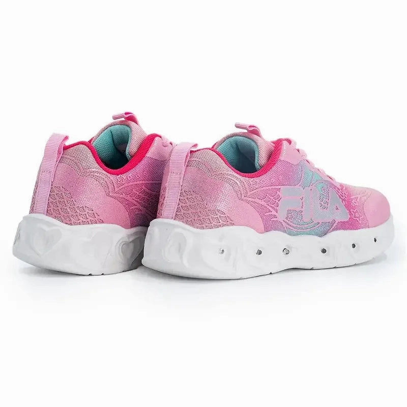 FILA Ariel Lights Kids Sneaker - White/Pink Best Trail Running Under $50