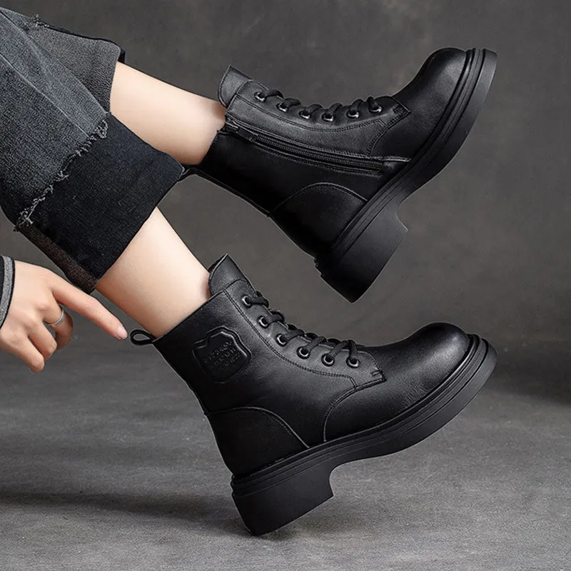 Skin Cowboy Boots Women Winter Classic Leather Wool Furred Winter Boots