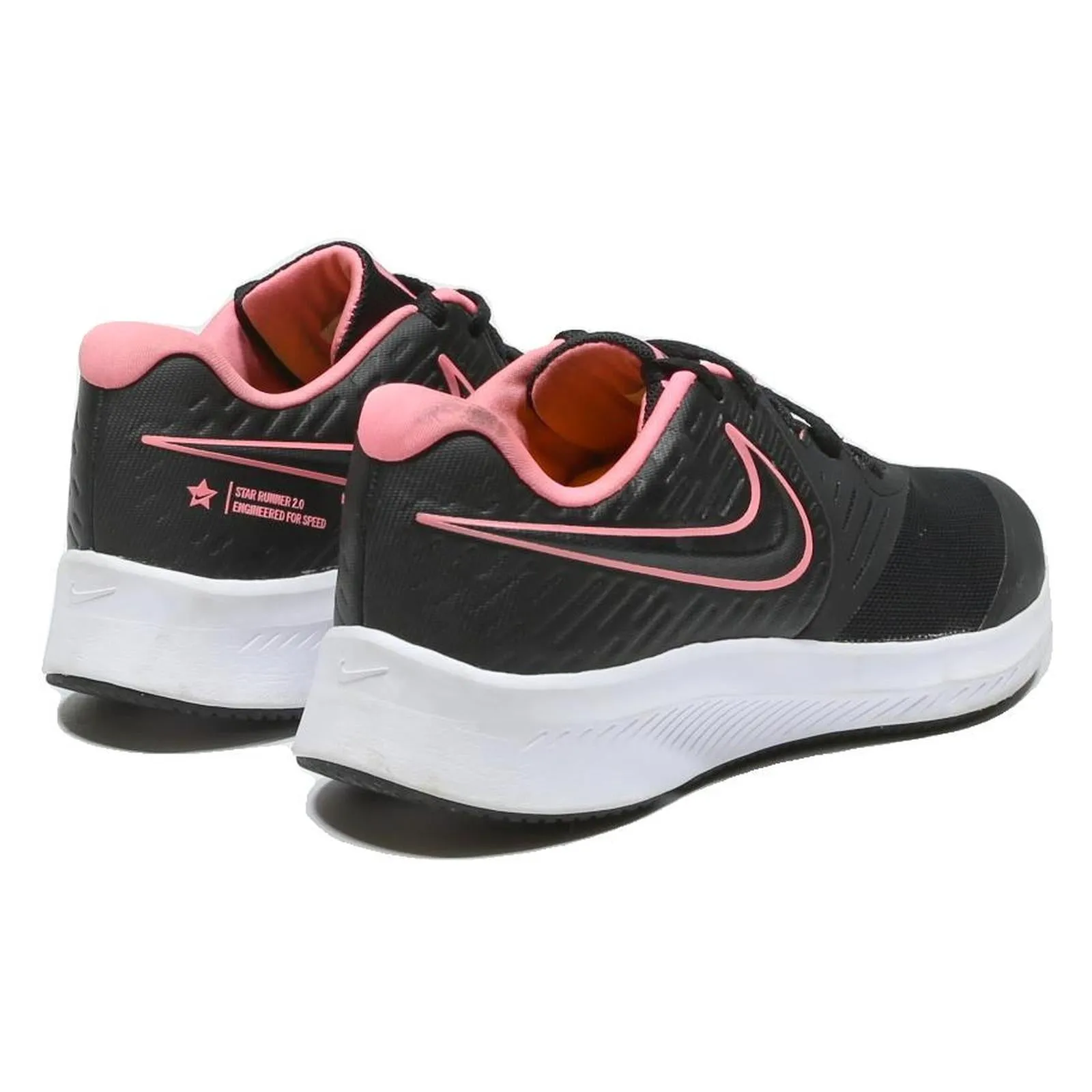 NIKE Star Runner Girls Lace-Up Trainers Black & Pink Synthetic UK 5 Sports Adidas Shoes For Weight Training