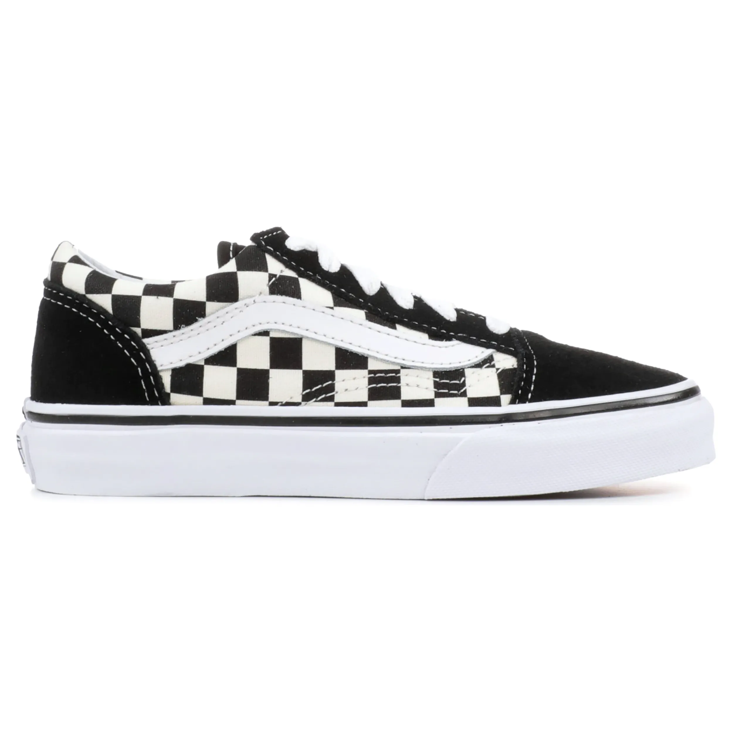 Lace-up Casual Shoe Vans Kid's Check Old Skool Shoes - Black / White