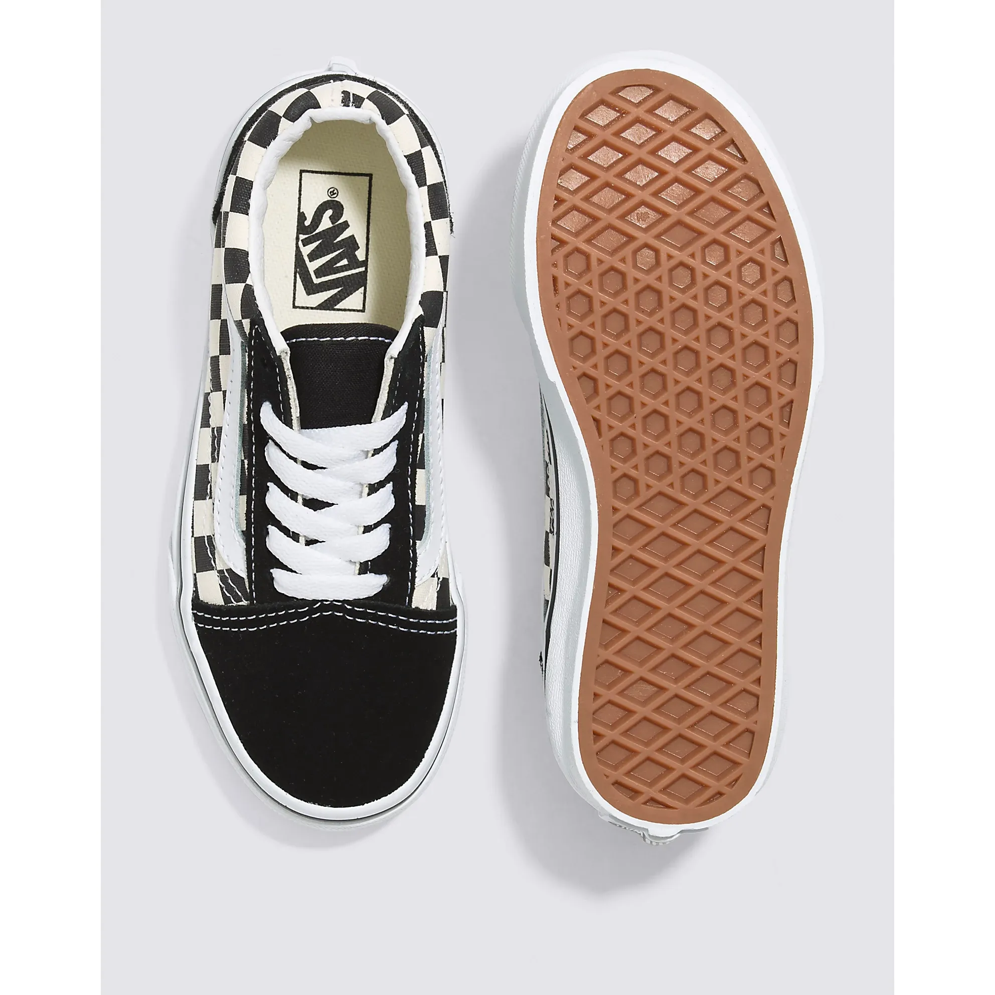Vans Kid's Check Old Skool Shoes - Black / White Blazer Low 77 Jumbo Se Varsity Casual Shoes