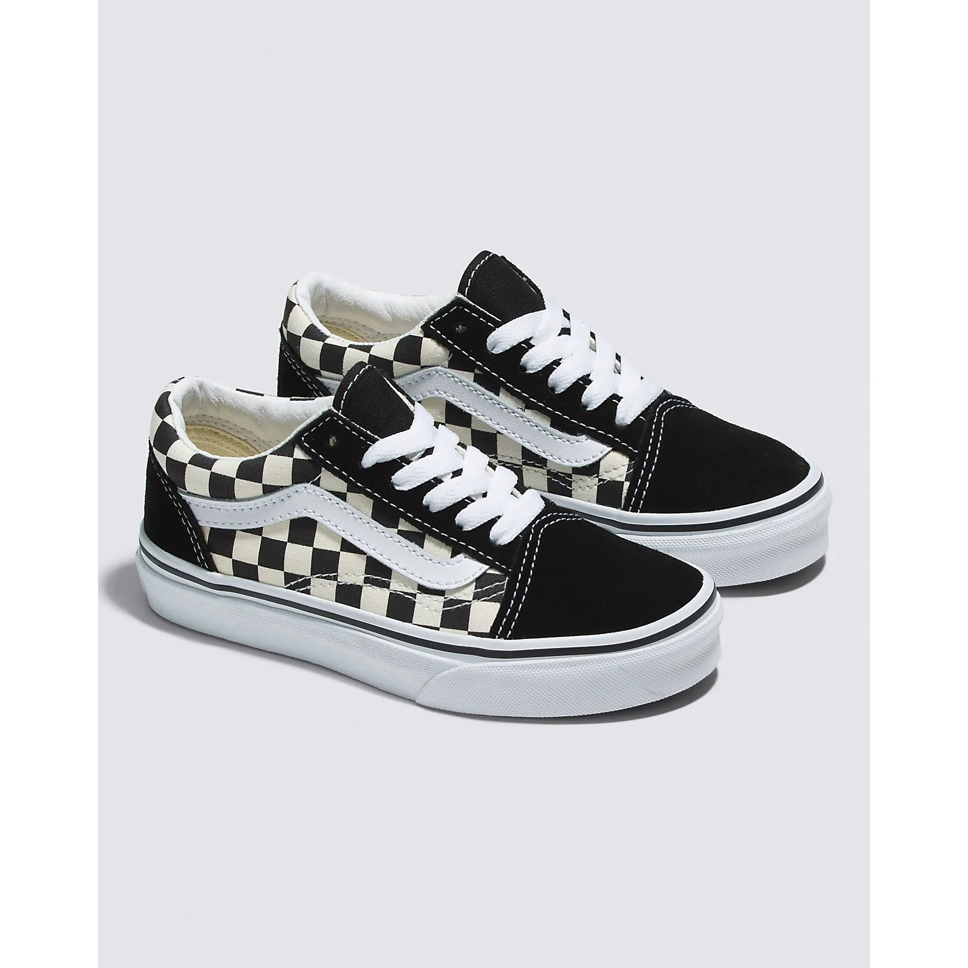 Best Shoes For Casual Work Vans Kid's Check Old Skool Shoes - Black / White
