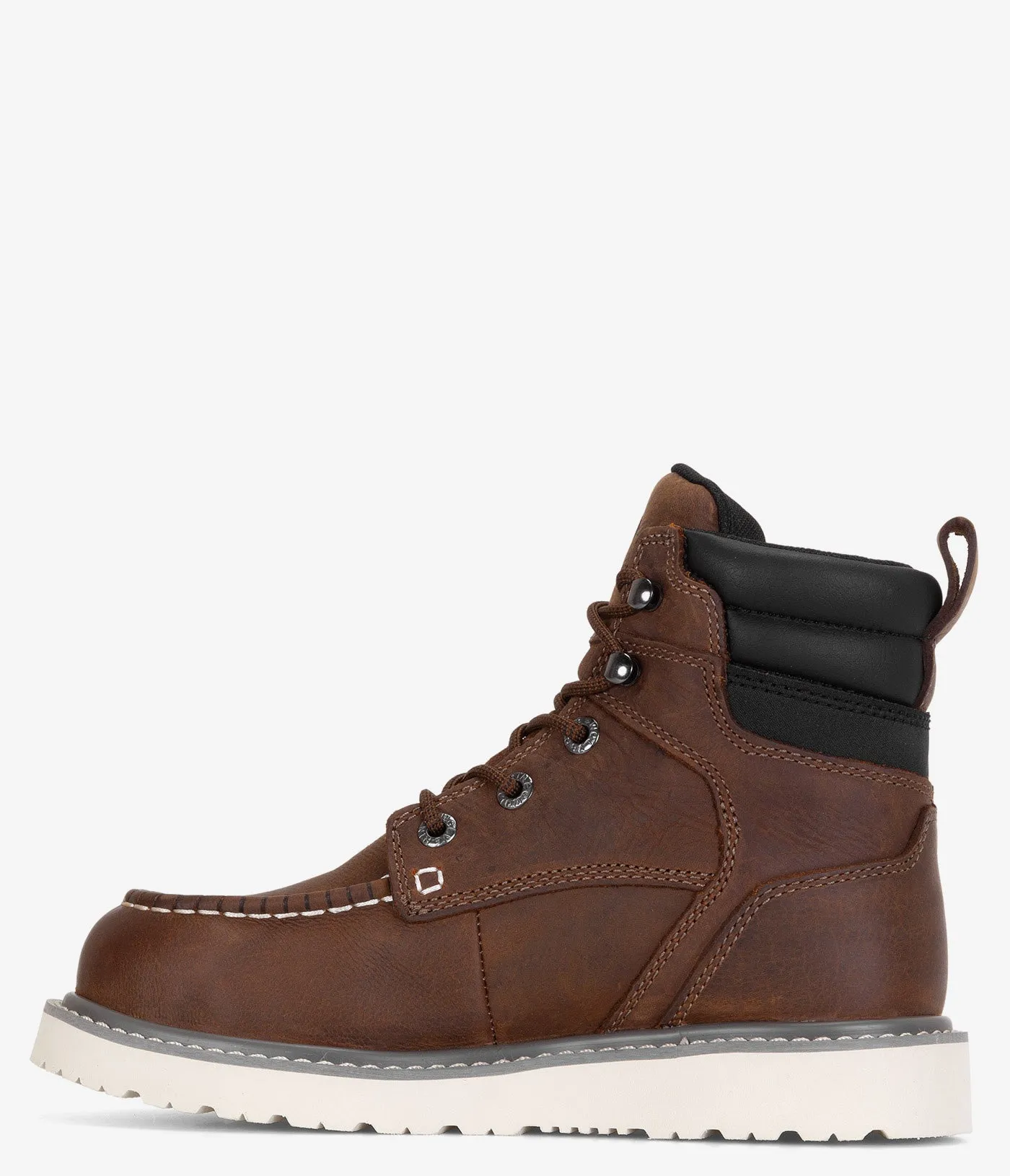 Wolverine Trade Wedge 6" Moc-Toe Steel Toe Waterproof Work Boot - Women Wide Square Toe Boots