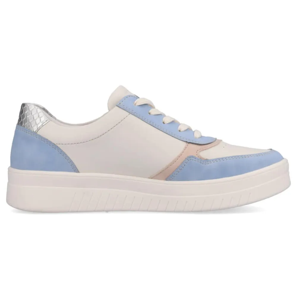 Remonte Kendra 01 Aqua/Off White Leather Sneaker (Women's) Armani Jeans Casual Shoes
